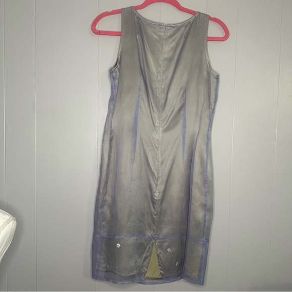 August Silk 100% Silk Beaded Gray Sleeveless Mini Dress Size 6P - Picture 6 of 7